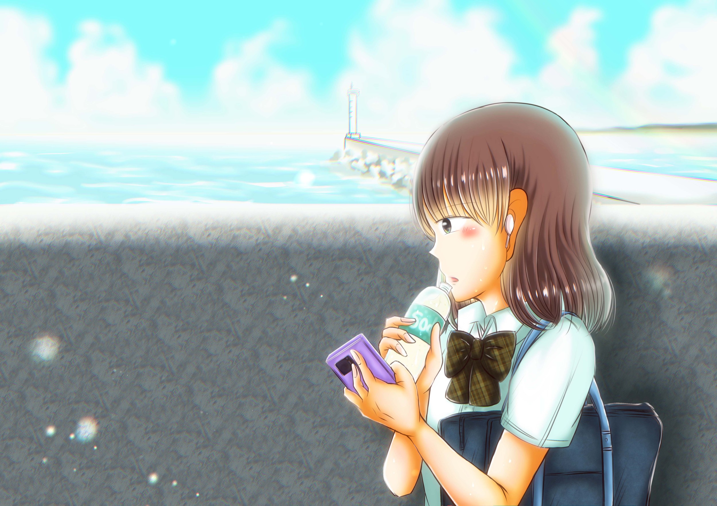 防波堤と女の子
