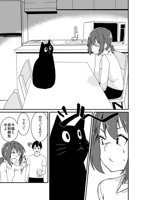猫とにらめっこ
