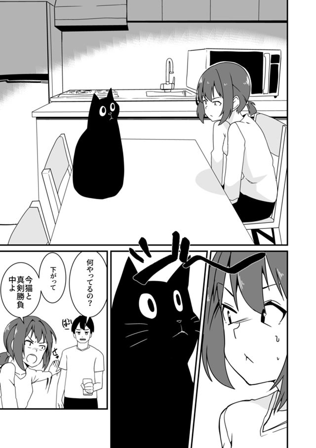 猫とにらめっこ
